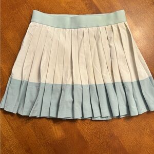 Blue and White Pleated Skirt